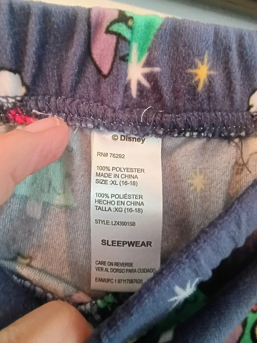 Disney Stitch Christmas Pajama Set XL 16-18 Holiday Lounge Sleepwear Cozy Eomen - Picture 10 of 11